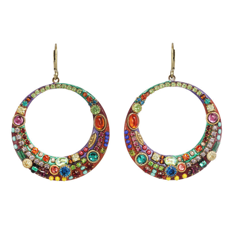 Multi Bright Large Hoop Earrings by Michal Golan