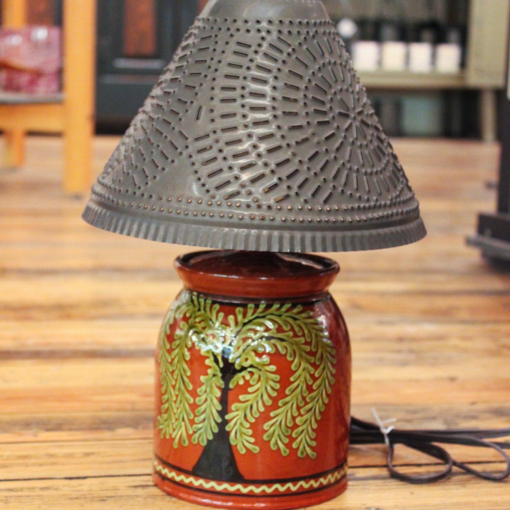 Redware Lamp with Tree of Life