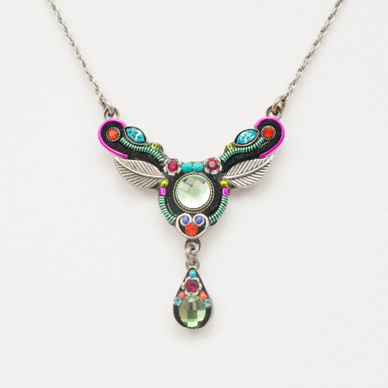Multi Color Organic Leaf Necklace by Firefly Jewelry
