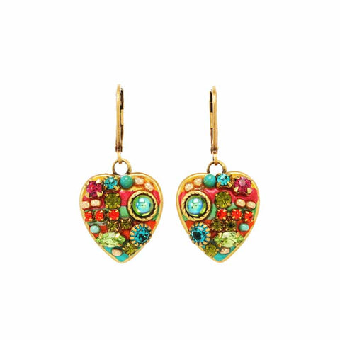 Multi Bright Heart Dangle Earrings by Michal Golan