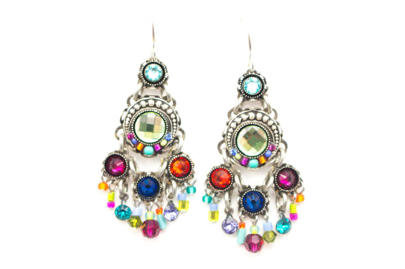 Multi Color Brilliant Medium Chandlier Earrings by Firefly Jewelry
