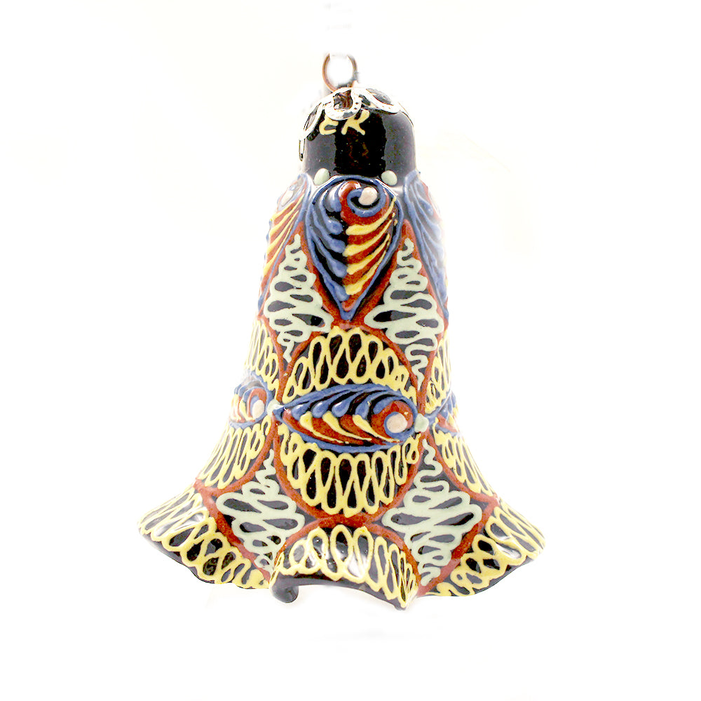 Blue, Red and White Ringing Bell Ceramic Ornament