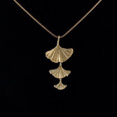 Ginkgo Shower Pendant Necklace with 18'' Adjustable Chain