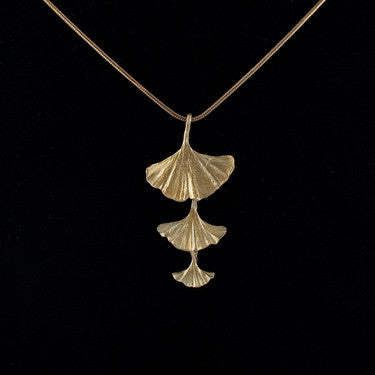 Ginkgo Large 3 Drop 16 Inch Adjustable Chain Pendant Necklace by Michael Michaud