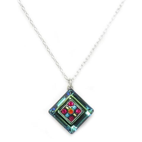 Multi Color La Dolce Vita Diamond Shape Pendant Necklace by Firefly Jewelry