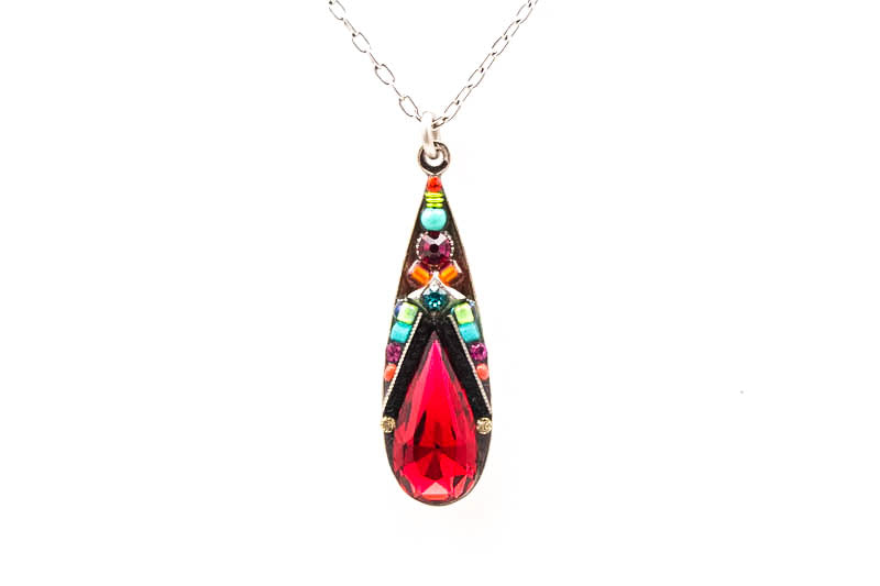 Multi Color Scarlet Camelia Simple Pendent Necklace by Firefly Jewelry