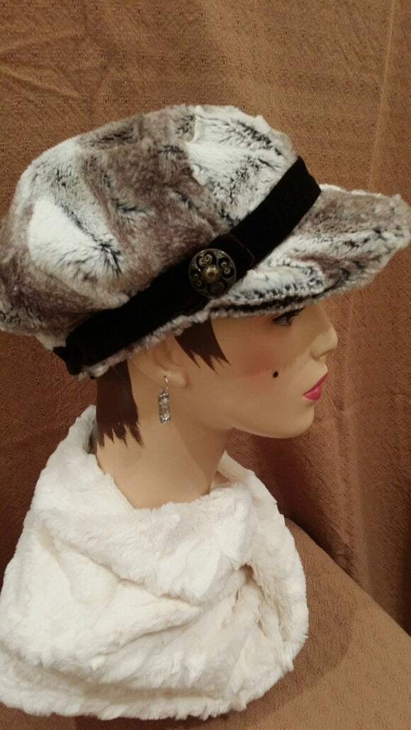 Birch Luxury Faux Fur Valerie Hat with Button: Size Medium