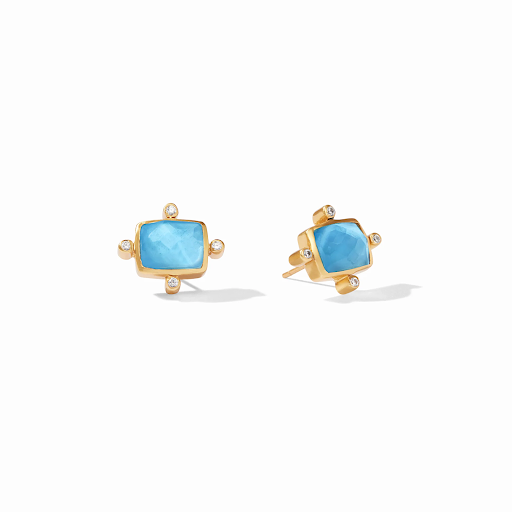 Clara Gold Iridescent Pacific Blue Stud Earrings by Julie Vos
