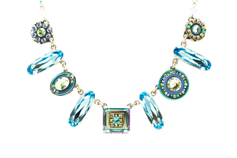 Aqua La Dolce Vita Oblong Crystal Necklace by Firefly Jewelry