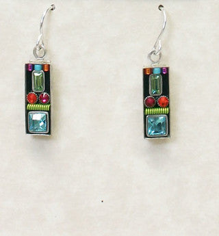 Multi Color Small Rectangle Earrings by Firefly Jewelry