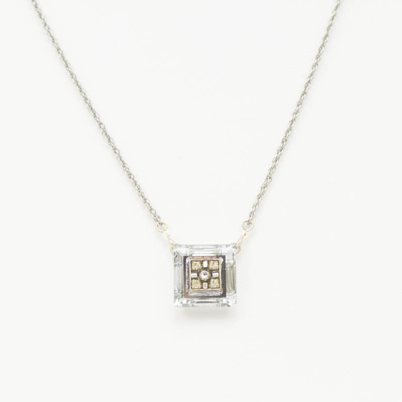 Silver La Dolce Vita Mosaic Square Pendant by Firefly Jewelry