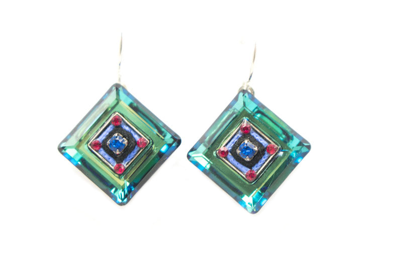 Bermuda Blue La Dolce Vita Crystal Diagonal Earrings by Firefly Jewelry