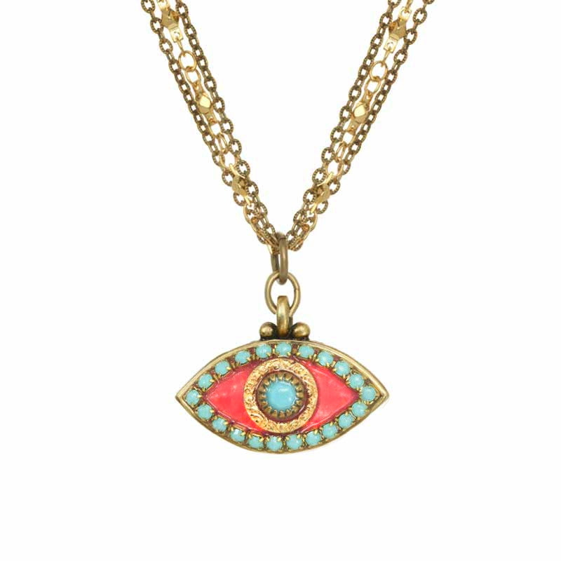 Pink and Blue Eye Necklace