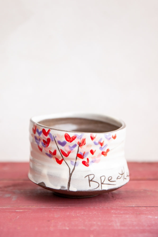 Love Tree Tea Bowl Hand Painted Ceramic