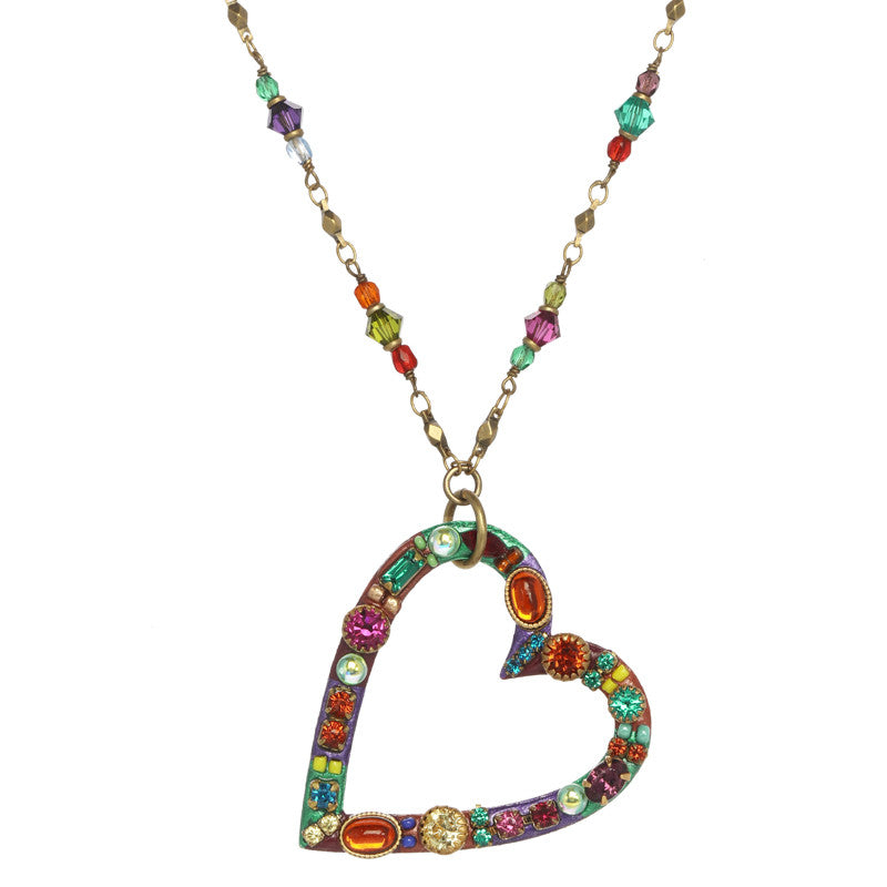 Multi Bright Open Heart Necklace by Michal Golan