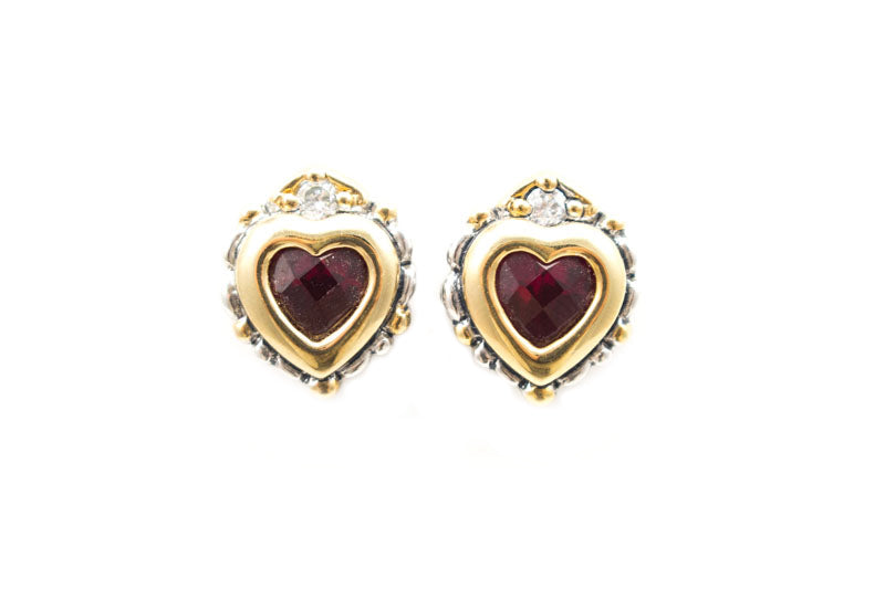 Garnet Heart Post Earrings by John Medeiros