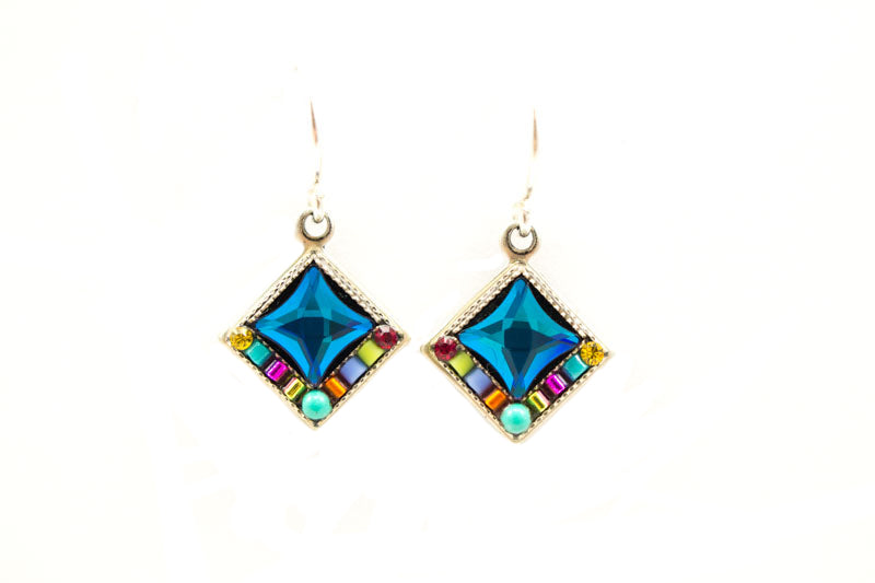 Multi Color Bright Diamond Shape Earrings by Firefly Jewelry