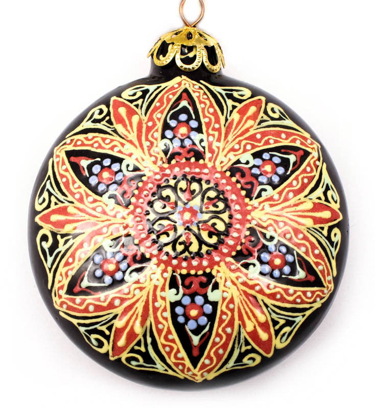 Fire Flower Small Round Ceramic Ornament