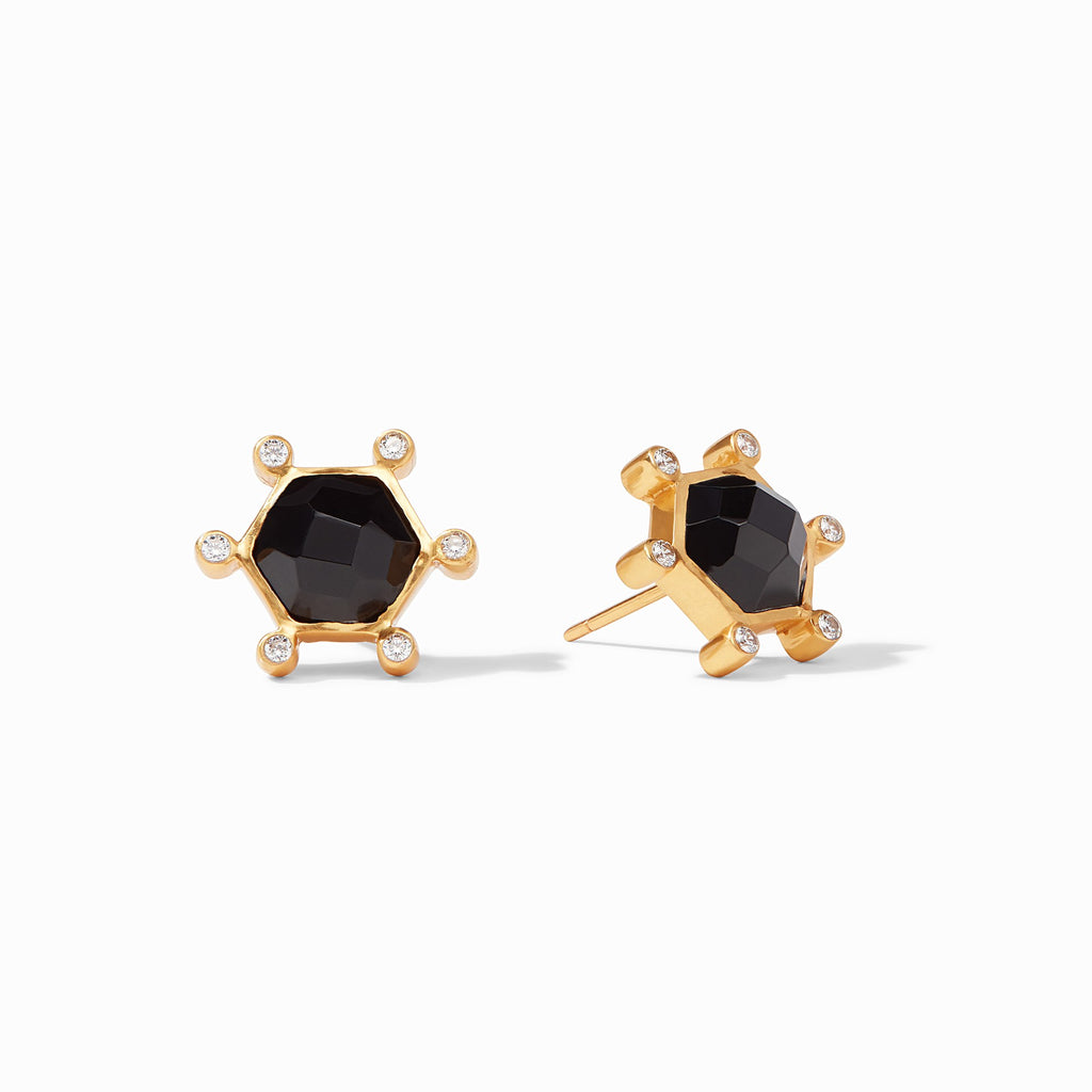 Cosmo Stud Earrings Gold Obsidian Black by Julie Vos