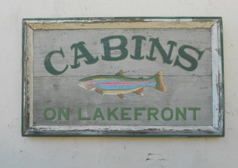 Cabins on Lakefront Americana Art - 20x33