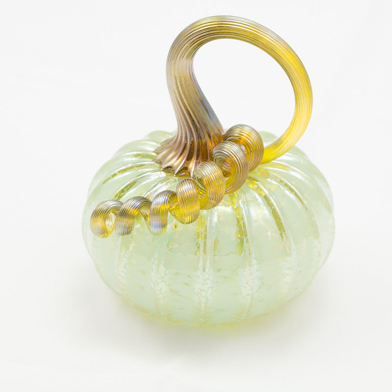 Handblown Glass Pumpkin in Spring Green