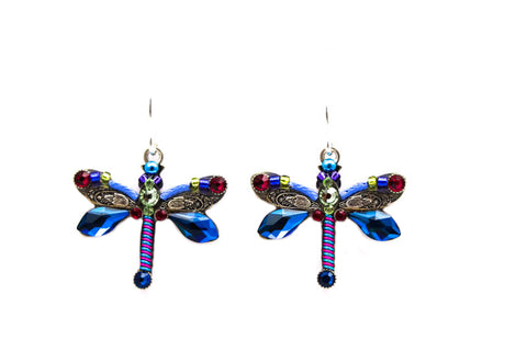 Bermuda Blue Large Dragonfly Earrings by Firefly Jewelry