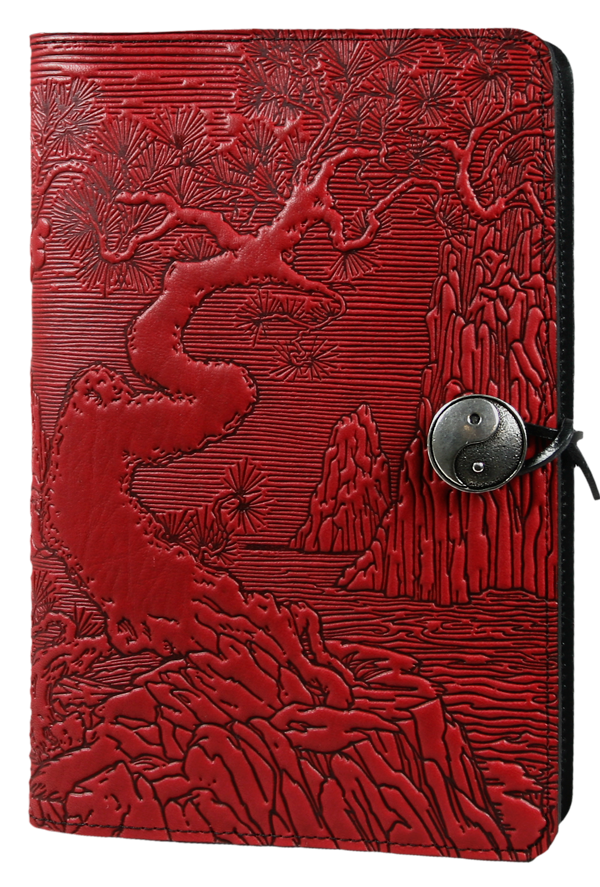 Small Leather Journal -  River Garden in Red