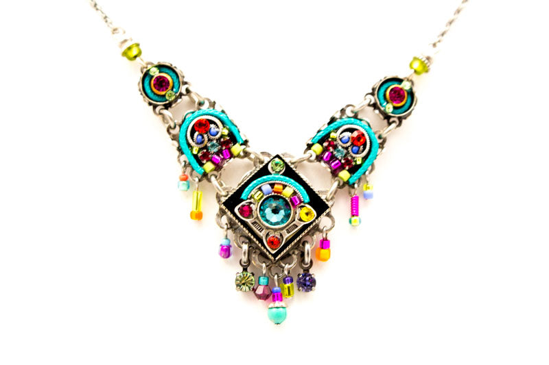 Multicolor Baroque V Necklace by Firefly Jewelry
