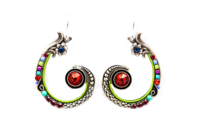 Multi Color Spiral Earrings by Firefly Jewelry