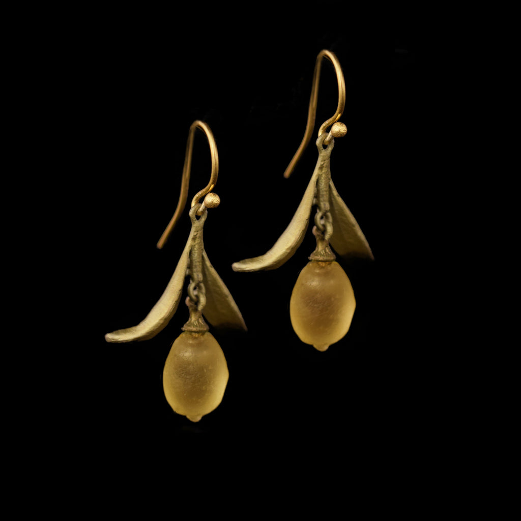 Lemon Drop Dangle Leaf Wire Earrings By Michael Michaud