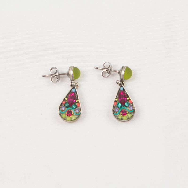 Multi Color Swirl Mosaic Post Earrings by Firefly Jewelry