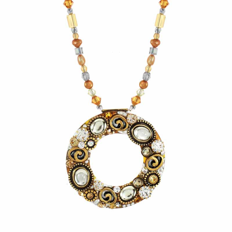 Champagne Open Circle on Beads Necklace