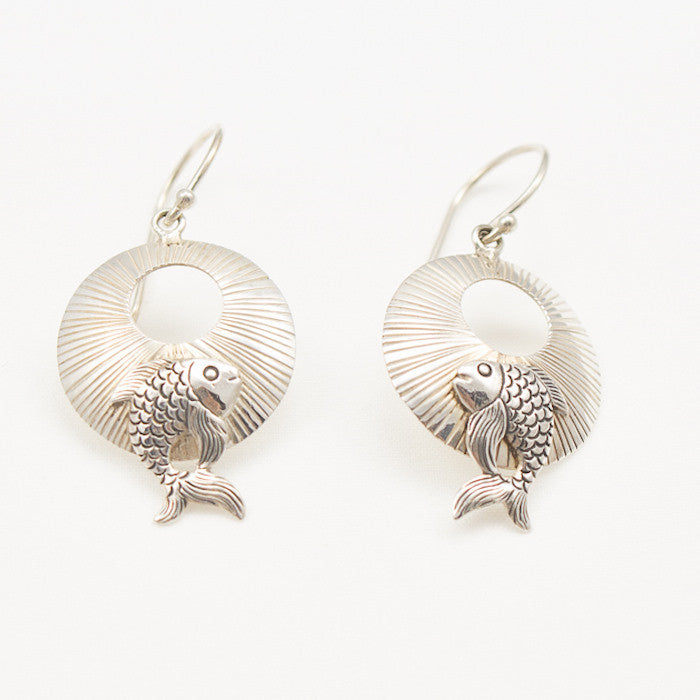 Sterling Silver Dangle with Fish Earrings