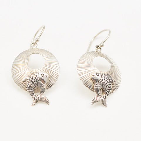 Sterling Silver Dangle with Fish Earrings