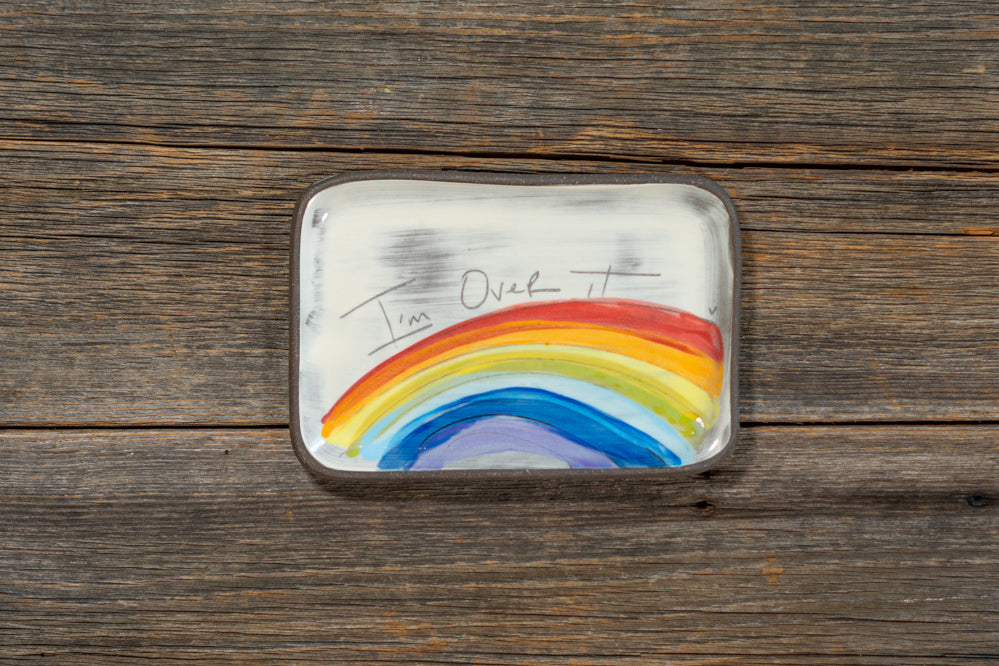 Over It Rectangle Plate Hand Painted Ceramic