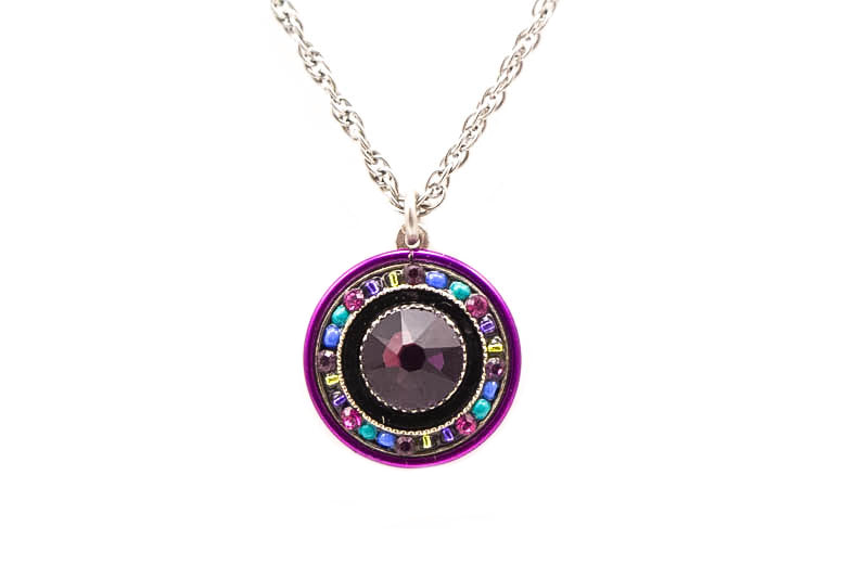 Amethyst La Dolce Vita Round Pendent Necklace by Firefly Jewelry