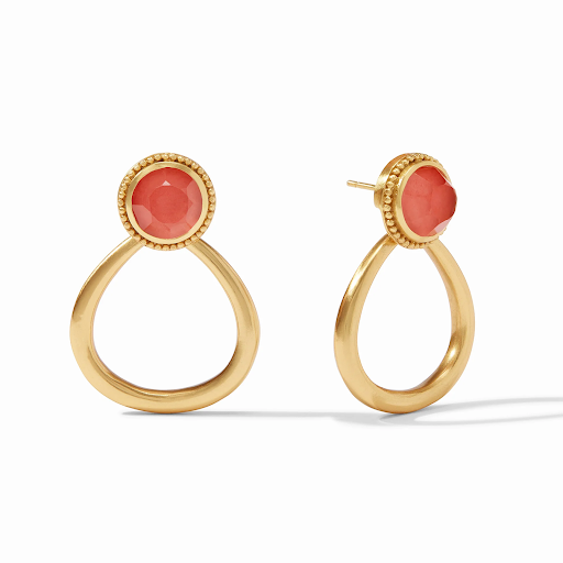 Flora Statement Gold Iridescent Coral Earrings by Julie Vos