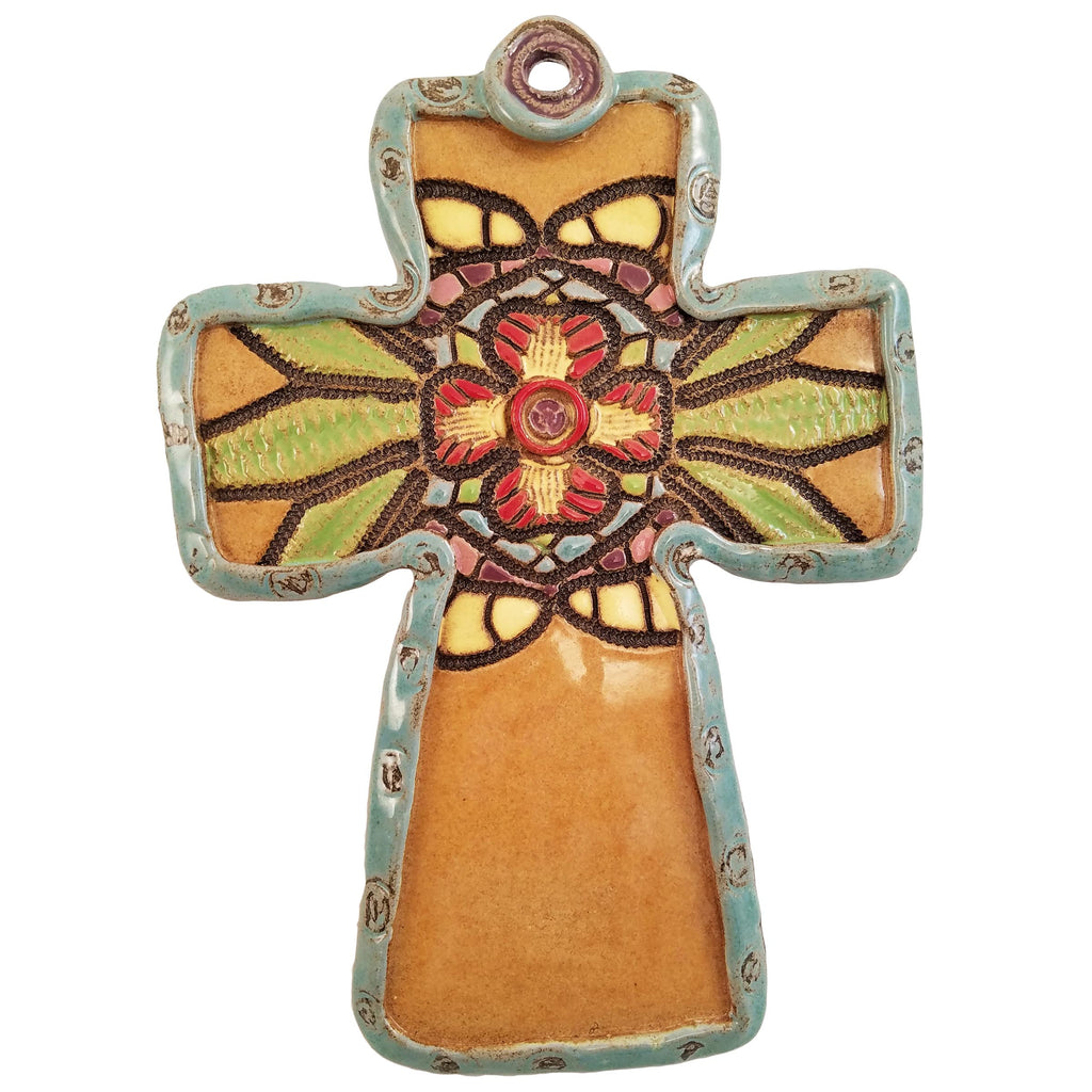 Lupe's Cross Ceramic Wall Art by Laurie Pollpeter