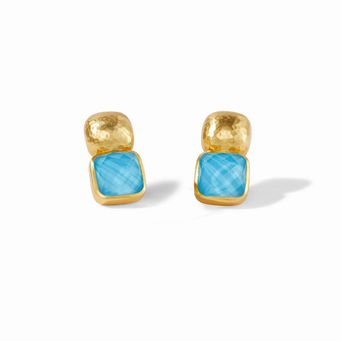 Catalina Gold Iridescent Pacific Blue Earrings by Julie Vos
