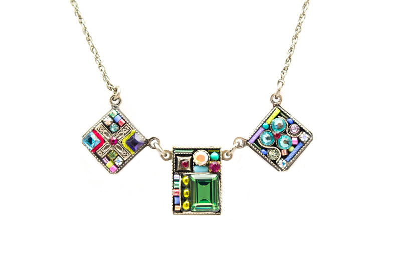 Soft Geometric 3 Square Necklace by Firefly Jewelry