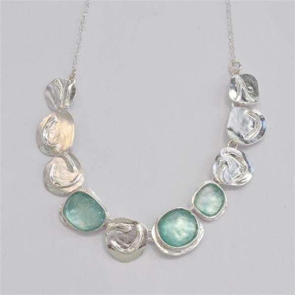 Textured Rounds Washed Roman Glass Necklace