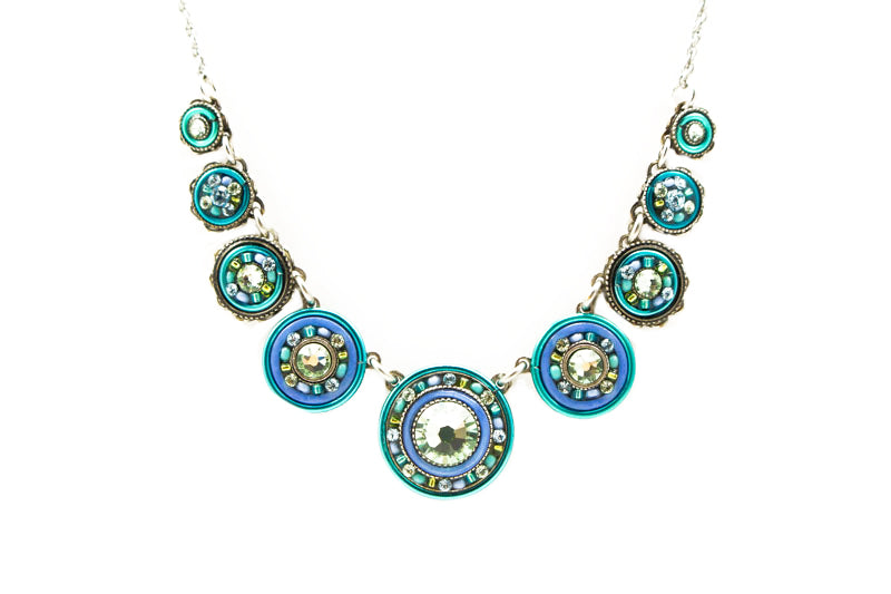 Aqua La Dolce Vita Circles Necklace by Firefly Jewelry