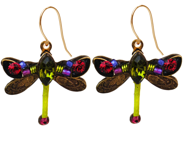 Olivine Petite Dragonfly Earrings by Firefly Jewelry