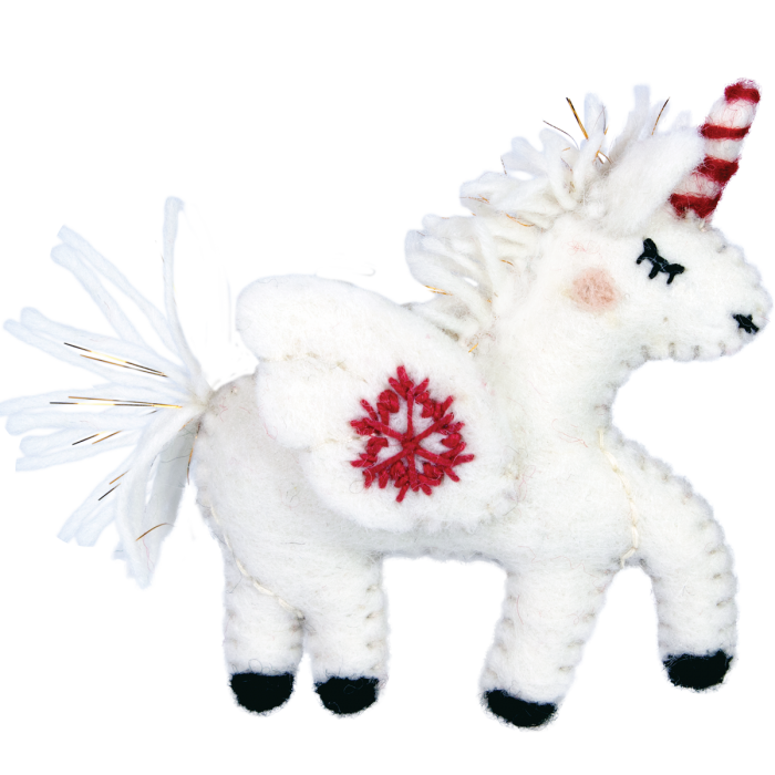 Snowflake Unicorn Wool Ornament