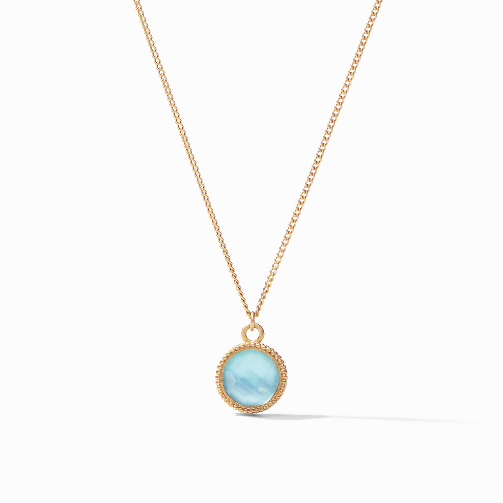 Fleur-de-Lis Solitaire Necklace Gold Iridescent Bahamian Blue Reversible by Julie Vos