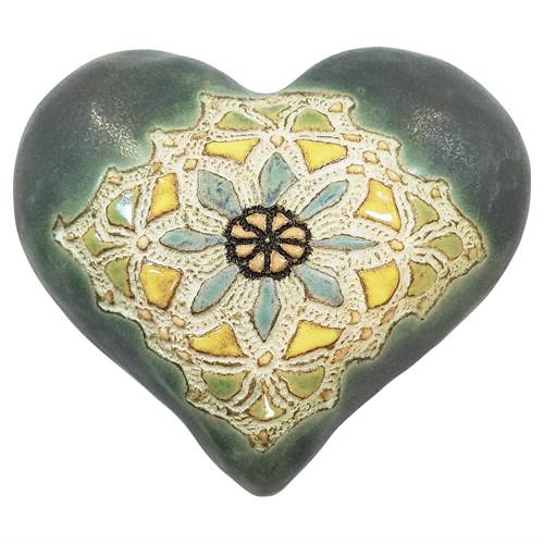 Miss Mosaic Heart in Denim Ceramic Wall Art by Laurie Pollpeter