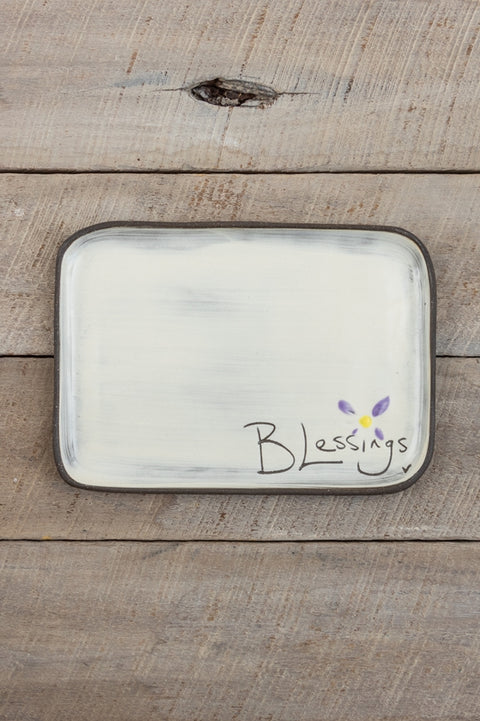 Blessings Rectangle Plate Hand Painted Ceramic