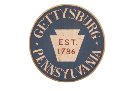 Gettysburg Pennsylvania Keystone, Round, Blue Americana Art