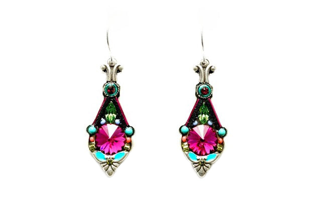 Multi Color Floral Pendulum Earrings by Firefly Jewelry