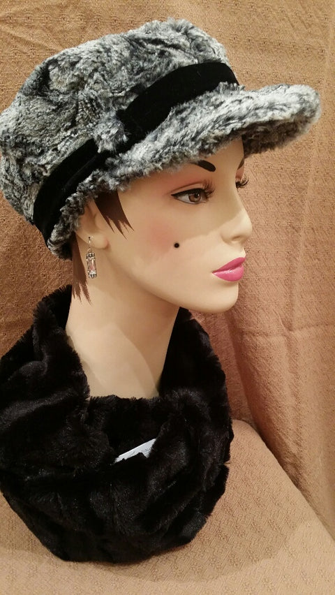 Licorice Swirl Luxury Faux Fur Valerie Hat with Button
